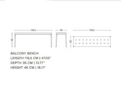 Hay Balcony Bench L. 119.5 -Outdoor Furniture BalconyBench1195dimensioni