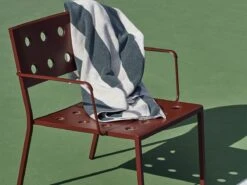 Hay Balcony Lounge Chair -Outdoor Furniture Balcony Lounge Armchair iron redFrotte Stripe dark green