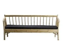 Bamboo Lounge Couch With Cushion - 190 Cm -Outdoor Furniture bamboo lounge sofa in bamboo with mattress 190 3