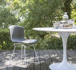 Bertoia Outdoor Plastic Chair - White Frame/Shell - Sea Green Cushion -Outdoor Furniture bertoia plastic outdoor 1 chair knoll 1 1