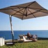 Capri Umbrella 350x350 S01 Canvas - Base Teak/Silver -Outdoor Furniture capri umbrella 2 teak canvas fim