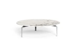 Cruise Alu Round Coffee Table - White / Calacatta