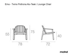 EMU Twins Lounge Chair Alu-Teak -Outdoor Furniture emutwins alu teak lounge chair 2
