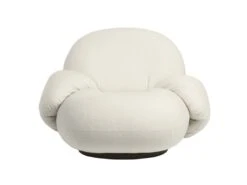 Gubi Pacha Outdoor Lounge Chair With Armrest - Sunbrella Nattè 10014 / Swivel Armchair