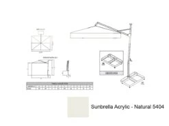 Rodi Sunshade 300x400 / Sunbrella Acrylic Fabric Natural 5404 / White Structure / White Plate Base Alu 1 -Outdoor Furniture rodi natural details