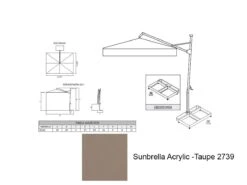 Rodi Sunshade 300x400 / Sunbrella Acrylic Fabric Taupe 3729 / White Structure / White Base Plate Alu 1 -Outdoor Furniture rodi taupe