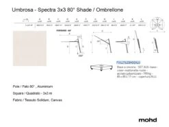 Spectra Square Umbrella 300x300 Solidum Canvas -Outdoor Furniture spectra 80 gradi